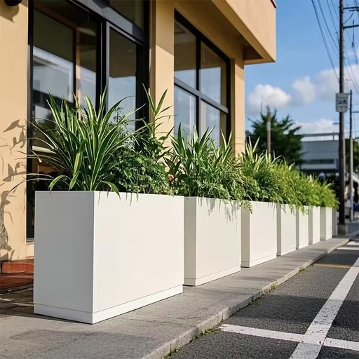 Factory OEM ODM Powder Coated Rectangular Aluminum Planter Box Modern Outdoor Large Metal Garden Planter for Commercial