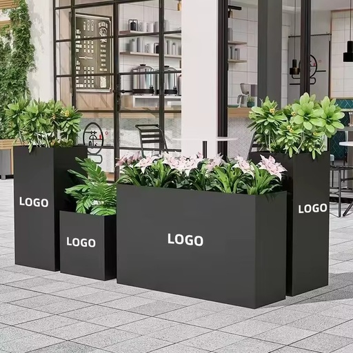 Customized Durable 16L Powder Coated Aluminum Large Flower Pots with Drainage Hole for Home Outdoor & Gardens Use