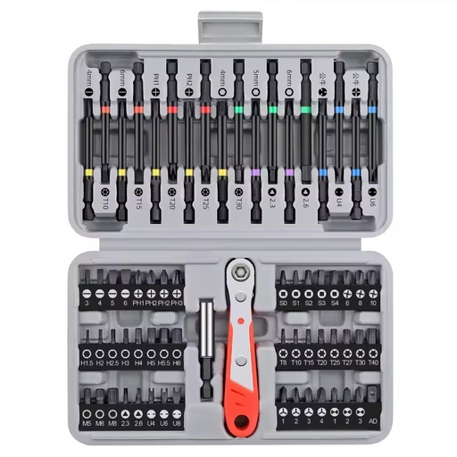 68pc Long & Short Hex Shank Screwdriver Bit Set & Plastic Ratchet Handle Set Tamper Proof Security Torx DIY OEM ODM Supported