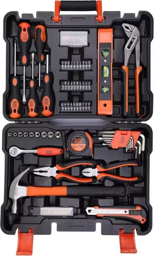 Professional Hand Tool Box Set 154PCS Chrome Vanadium Steel Hard Case Hex Wrench Screwdriver Pliers Custom OEM/ODM Color Logo