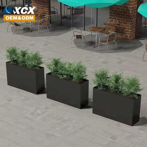 Stainless Steel Large Outdoor Flower Pots Powder Coated Metal Garden Planters Custom Size Home Patio Hotel Commercial Landscape