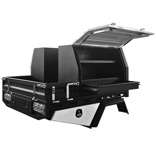 Custom Aluminum Alloy Dual Cab Ute Canopy Tray with Toolbox Outdoor Heavy Duty Waterproof Powder Coated OEM ODM Manufacturer