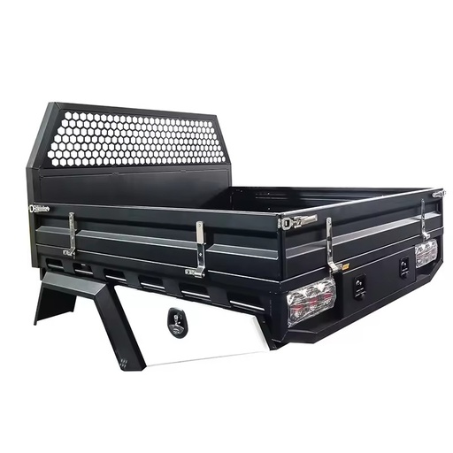 Heavy Duty Black Aluminium Ute Tray with Taillights & Under Tray Toolbox for Utes