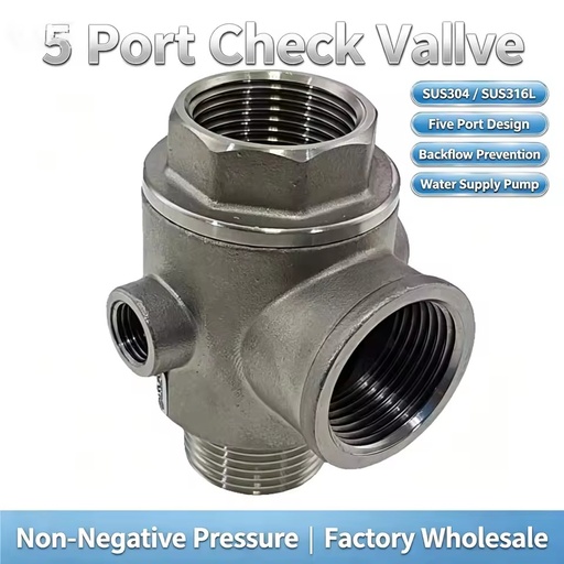 Five Ways Check Valve NPT BSP Stainless Steel 304 Pump No negative pressure