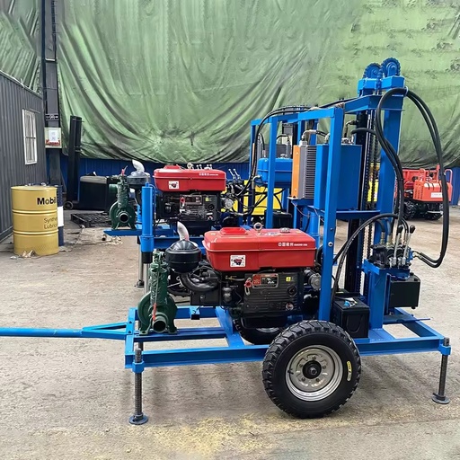 CE Portable Heavy-duty diesel Drilling Rig with 22HP-35HP Hydraulic Pump, 200m in Length, Maximum Depth for Water Well Drilling