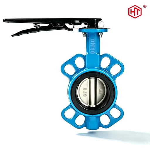 High Quality DN80 Manual Blue Wafer Type Butterfly Valve Ductile Iron SS Disc EPDM Seat ANSI 150 PN16 Industrial Water
