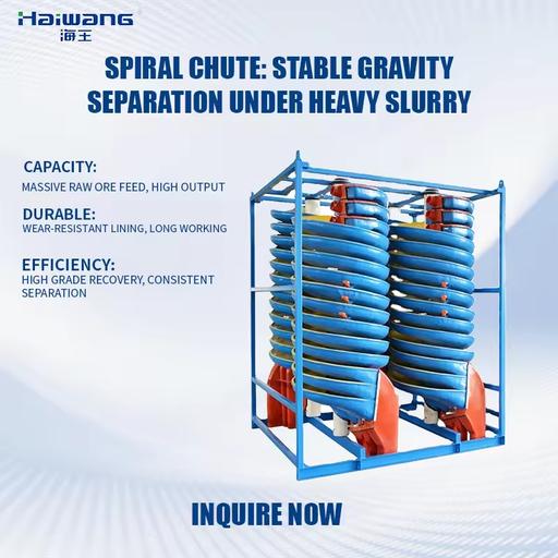 Spiral Separator for Placer Gold Ore, Horizontal Gravity Spiral Concentrator Alluvial Gold Mining Separation Machine