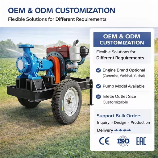 High Volume Diesel Engine Water Pump Skid Mounted Single Stage Centrifugal Pump for Orchard Irrigation