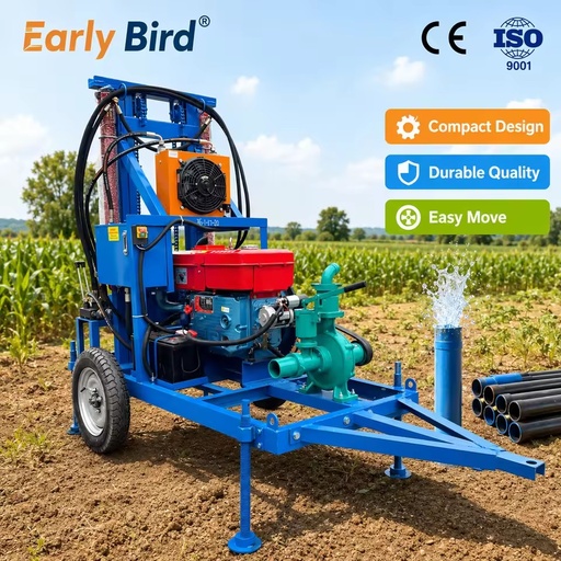 200m Customizable Water Borehole Drilling Machine Water Well Drilling Rig for Rural Development and Water Wells