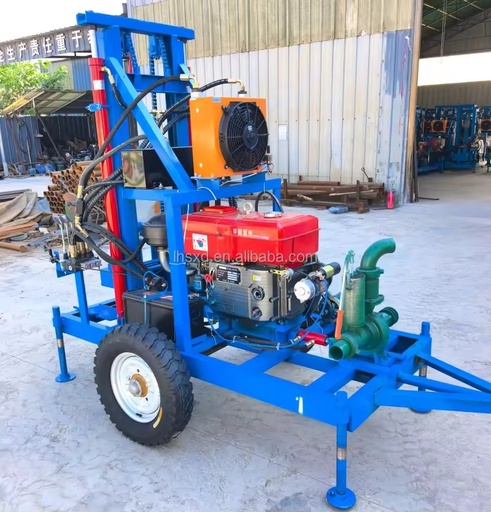 New Upgrade Small diesel Engine Drilling Rig 200meters Water Well Drilling Machine with New Gear Reducer Oil Inside