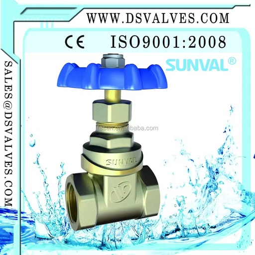 SUNVAL Brass Gate Valves 1/2" Forged Brass 1/2"-2" Inch Blue Wheelhandle Brass Gate Valve with Swivel Nut