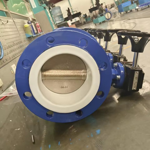 Cast Ductile Iron Stainless Steel PTFE Double Flange Concentric Resilient-seated PTFE Lined Butterfly Valve