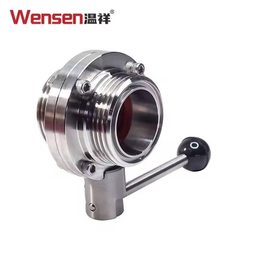 Wensen Sanitary 304 Stainless Steel 2in T-Type Male Thread Butterfly Valve - Manual Screwed Connection Valve