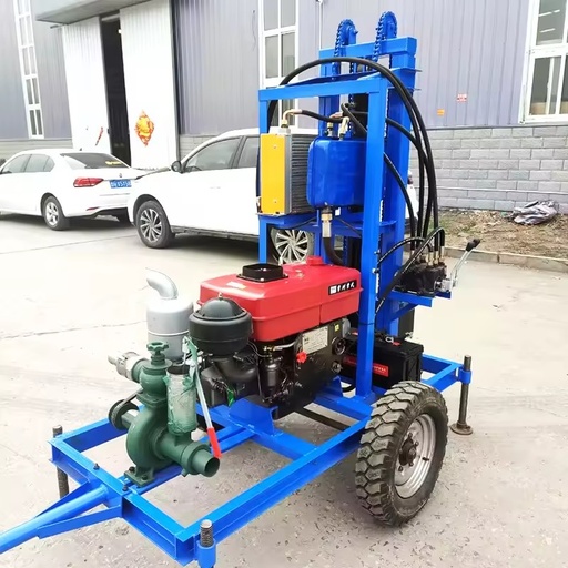 Portable Multifunctional Professional-Grade Diesel Hydraulic Drilling Rig 22hp-35hp 200m Max Depth Water Well Rig with Gearbox