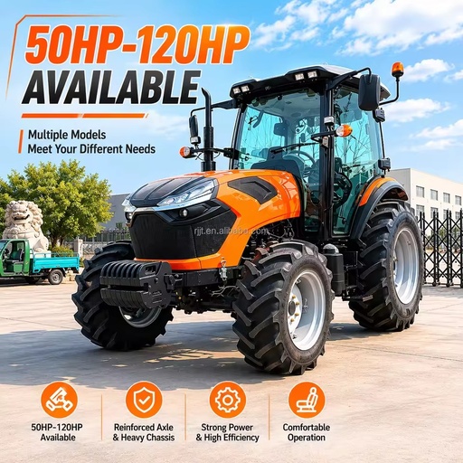 50HP 70HP 90HP 4WD Farm Tractor Reinforced Axle Strong Load Capacity Diesel Agricultural Tractor with Bearing and Pump for Sale