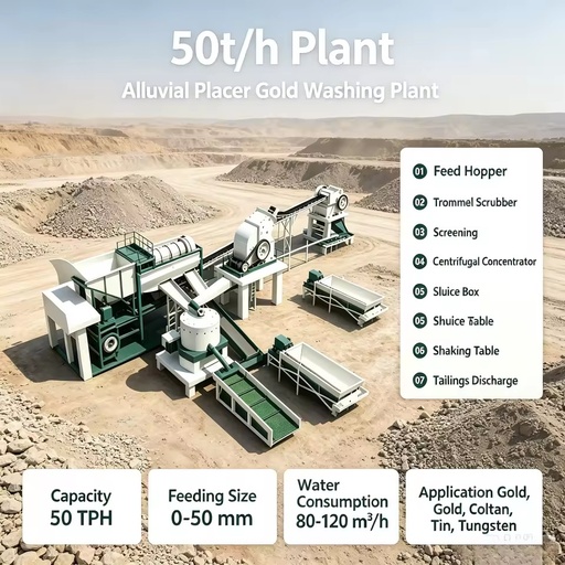 50T/H Complete Alluvial Gold Washing Processing Plant Gold Min
