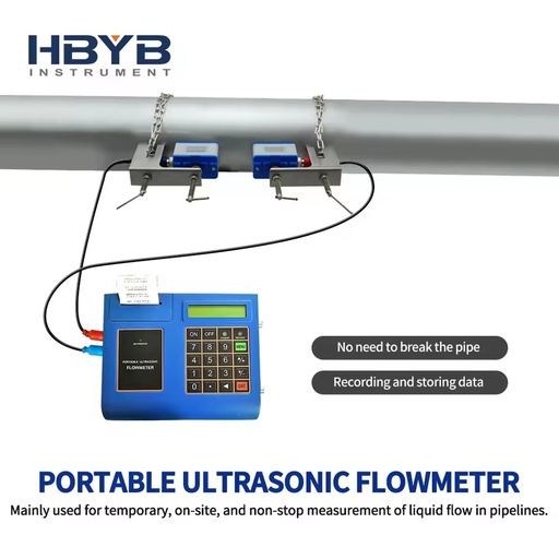 Non-invasive Installation Battery Powered Portable Ultrasonic Flow Meter for Oil Tap Water Wastewater Chemical Liquid OEM