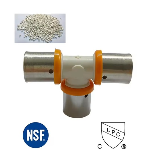 PPSU Press Tee Fittings 16 20 25 32mm NSF Certified Multilayer AL PEX Pipe Equal Tee for Underfloor Heating Plumbing