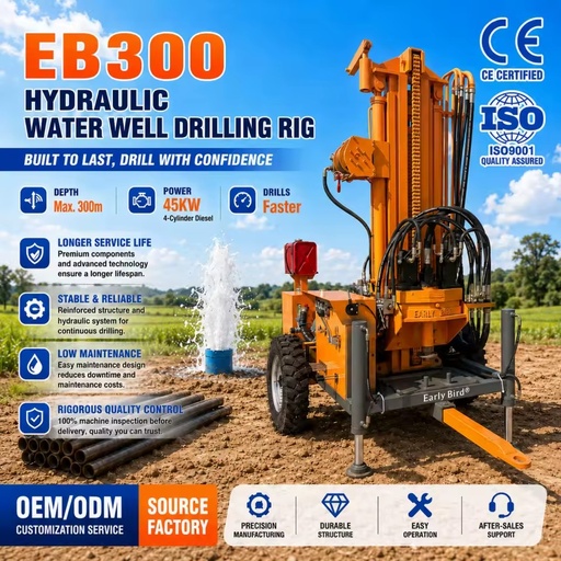 Factory Direct 300M Water Well Drilling Machine Heavy Duty Water Well Drilling Rig for Borehole Contractors