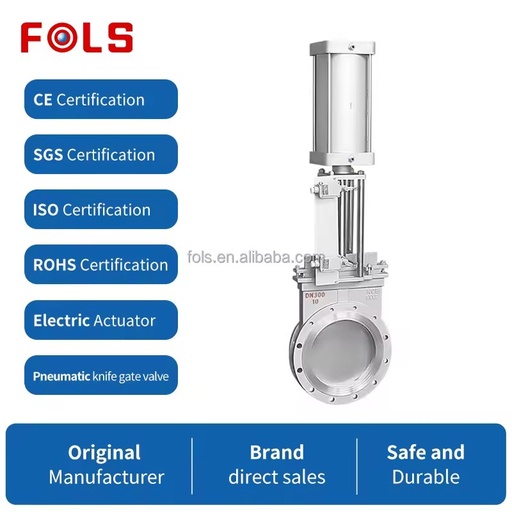 Pneumatic SS316/SS304 Flange Knife Gate Valve, Double Sided Seal, DN50~1200, Mud Sand Gravel Use