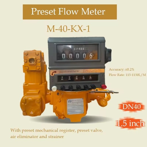 M40 Preset Flow Meter diesel Truck Flow Meter Oil Delivery Flow Meters Lc 1.5 Inch Flowmeter Dn40