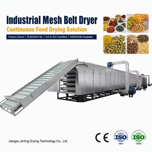 Energy Saving Mesh Belt Dryer SUS304 400-2000kg/h Continuous Fruit Vegetable Dehydrator Multi Layer Industrial Drying Machine
