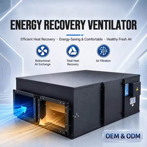 Durable Low Noise Commercial ERV Heat Recovery Ventilation Fan High Efficiency Energy Saving for Hotels