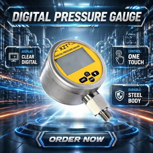 XY XZD80 80mm 400BAR NPT1/4 Thread LCD Display Gas Water Oil Manometer Intelligent Digital Pressure Gauge