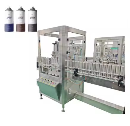 Customized High-Accuracy Automatic Aerosol Spray Filler Production Line for Beverage Oil Powder Multi-Functional Painting Gas