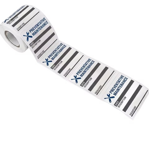 Custom Premium Service Record Maintenance Label Roll Vinyl Sticker Equipment Preventive Inspection Date Signature Label Roll