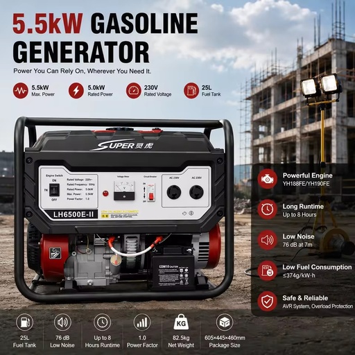 5KW 230V Portable Gasoline Generator Electric Start Durable Power Machine for Outdoor Adventure Temporary Power Support