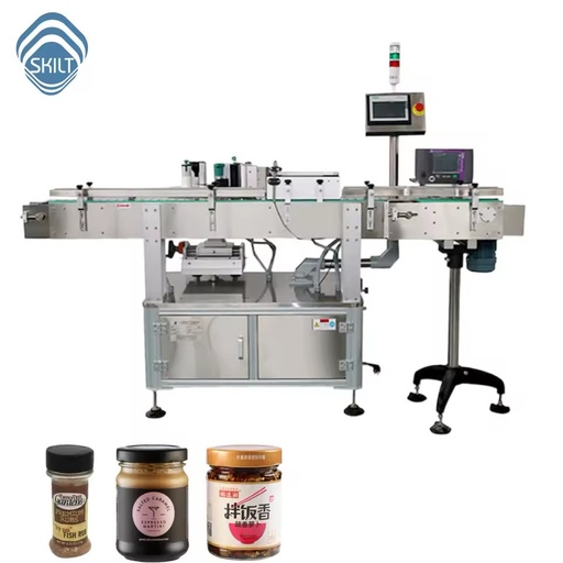 High-Speed Automatic Round Bottle Labeling Machine for Soy Sauce, Juice & Edible Oil - Wrap-Around Sticker Applicator