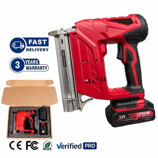 21V Industrial DIY Electric Battery Powered Steel Concrete Nailer Smart Cordless Construction Nail Gun Copper Core Motor 4.0AH