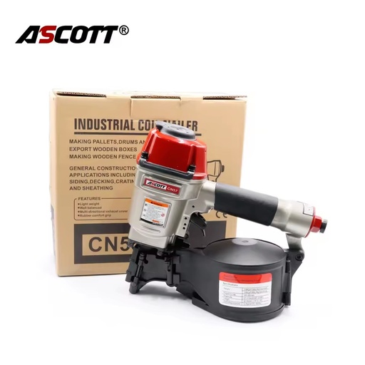 CN90B Heavy Duty Pneumatic Coil Nail Gun 15 Degree Aluminum Framing Roofing Siding Pallet Construction Top Exhaust 1 Year