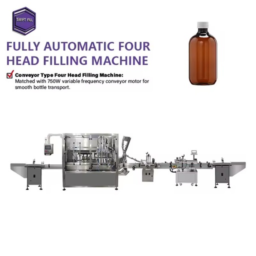 Multi-Purpose 10ml-10000ml Wide Range 4 Head Tracking Automatic Liquid Filling Equipment for Oil with High Productivity