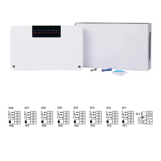 Hydronic Underfloor Heating 8 Channel Wiring Hub Centralized Zone Control Box with Actuator Output for Water System