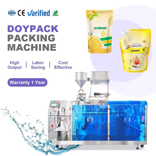 Fully Automatic Doypack Pouch Filling Sealing Labeling Machine for 1000ml 2000ml Laundry Detergent