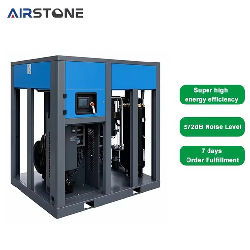 Airstone Industrial PM VSD Oil Lubricated Rotary Screw Air Compressor 90KW 120HP 7-10Bar Direct Drive Low Noise CNC Glass