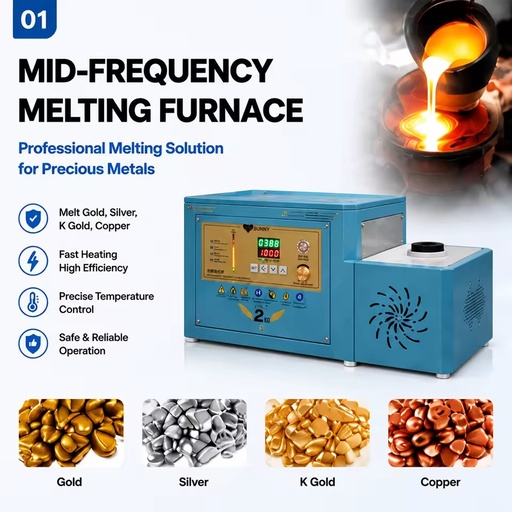 Safe Melting Furnace Mini Gold Smelter Portable Induction Electric Overheat Protection Digital Control Iron Energy Casting