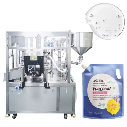 CE Twin-head Automatic 30-2000ml Spout Pouch Rotary Filling and Capping Machine for Yogurt and Fruit Juice Beverage Detergent