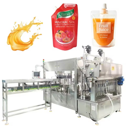 High Speed 10-Nozzle Automatic Liquid & Paste 50-2000ml Spout Pouch Rotary Filling and Capping Machine for Juice Beverage