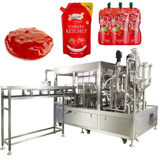 6 Nozzles Automatic Spout Pouch Filling Capping Machine for Sauce Juice Shampoo & Chemical Liquids with Gear Components