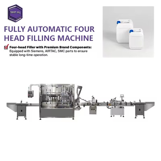 Customized Full Automatic 4 Head Tracking Liquid Glass/Plastic Bottle Filling Equipment for Chemical Shampoo Detergent