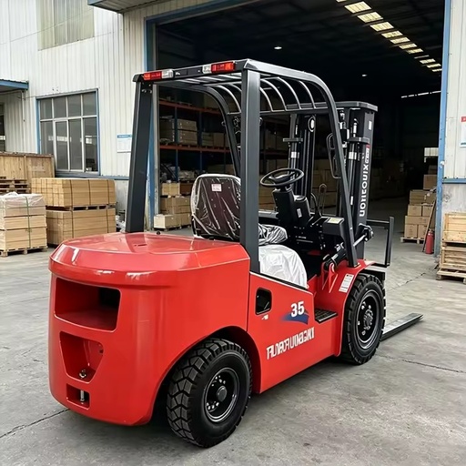 3.5 Ton Diesel Forklift Hydraulic Side Shifter Solid Tires Three Stage Mast-Low Fuel Consumption for Warehouse Material Handling