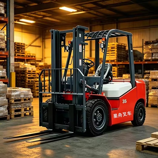 3.5 Ton Rough Terrain Diesel Forklift Four Wheel Drive Indoor Hydraulic Side Shifter Three Stage Mast Solid Tires Seated