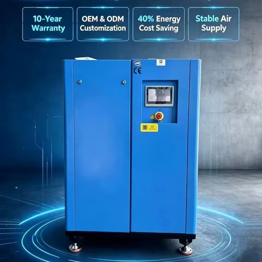 Hardbo Horizontal Two-Stage PM VFD Screw Air Compressor Equipped with Height Adjustable Foot Pads for Workshop Layout