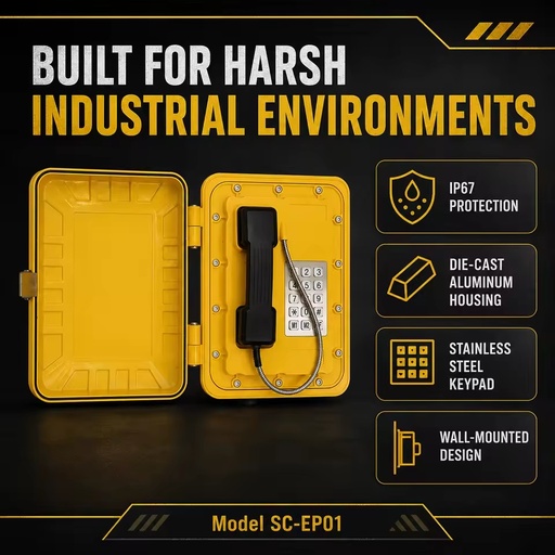 SIP Wall Mounted Station with Stainless Steel Keypad 30W Loudspeaker LED Beacon for Harsh Industrial Sites Emergency