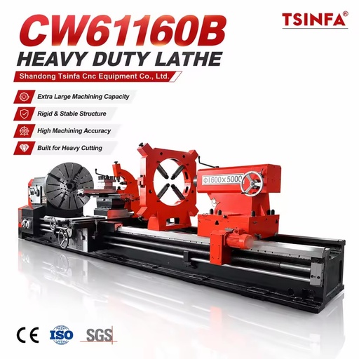 Heavy Duty Horizontal Lathe CW61160 Swing 1600mm Large Shaft Ship Wind Power Hardened Guideway Steel Cast Iron Batch