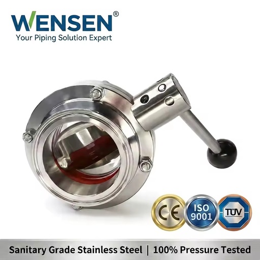 Wesen Quick Manual Tri Clamp Butterfly Valve Ss304 316 Stainless Steel Food Hygiene Grade for Dairy Products and Water