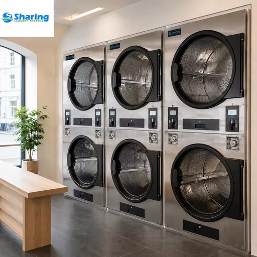 Commercial Washer Dryer Combo Machine Stacked Design for Laundry Business Equipment and Self Service Stores